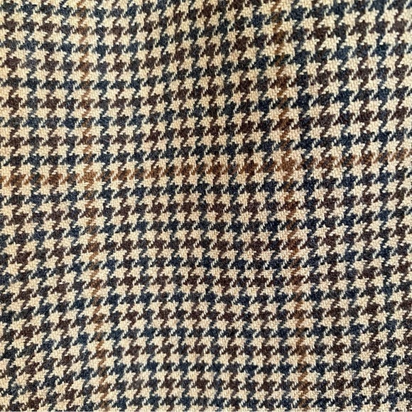 Brooks Brothers Blazer Men 42L Beige Houndstooth Wool Three Button Sport Coat - Picture 2 of 9